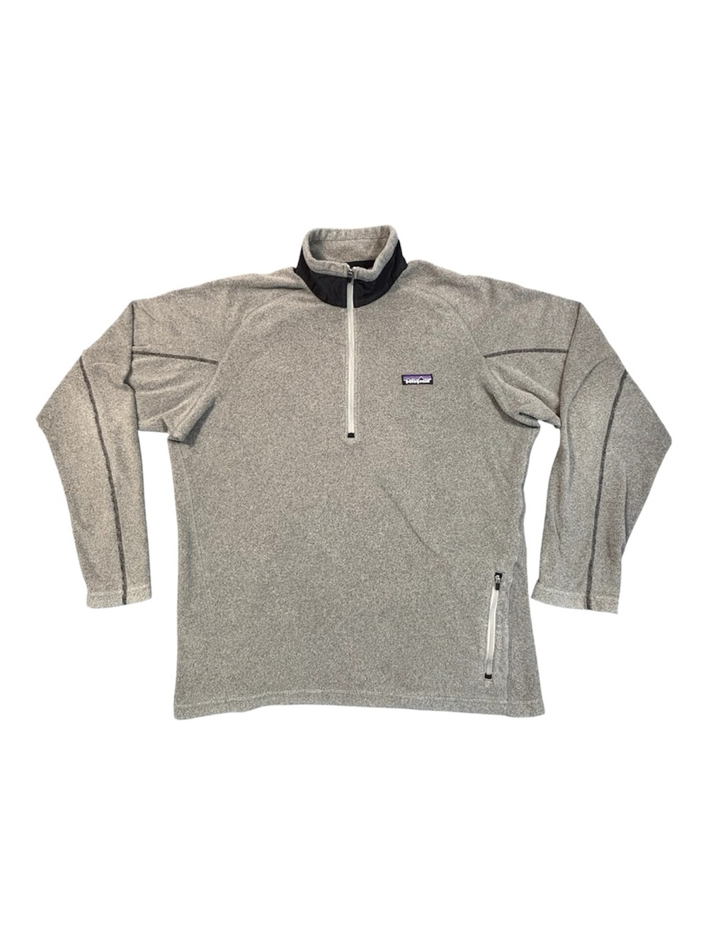 Patagonia Mens Pique Fleece 1/4 Zip Pullover Size M Grey Mock Neck Sweater 25755